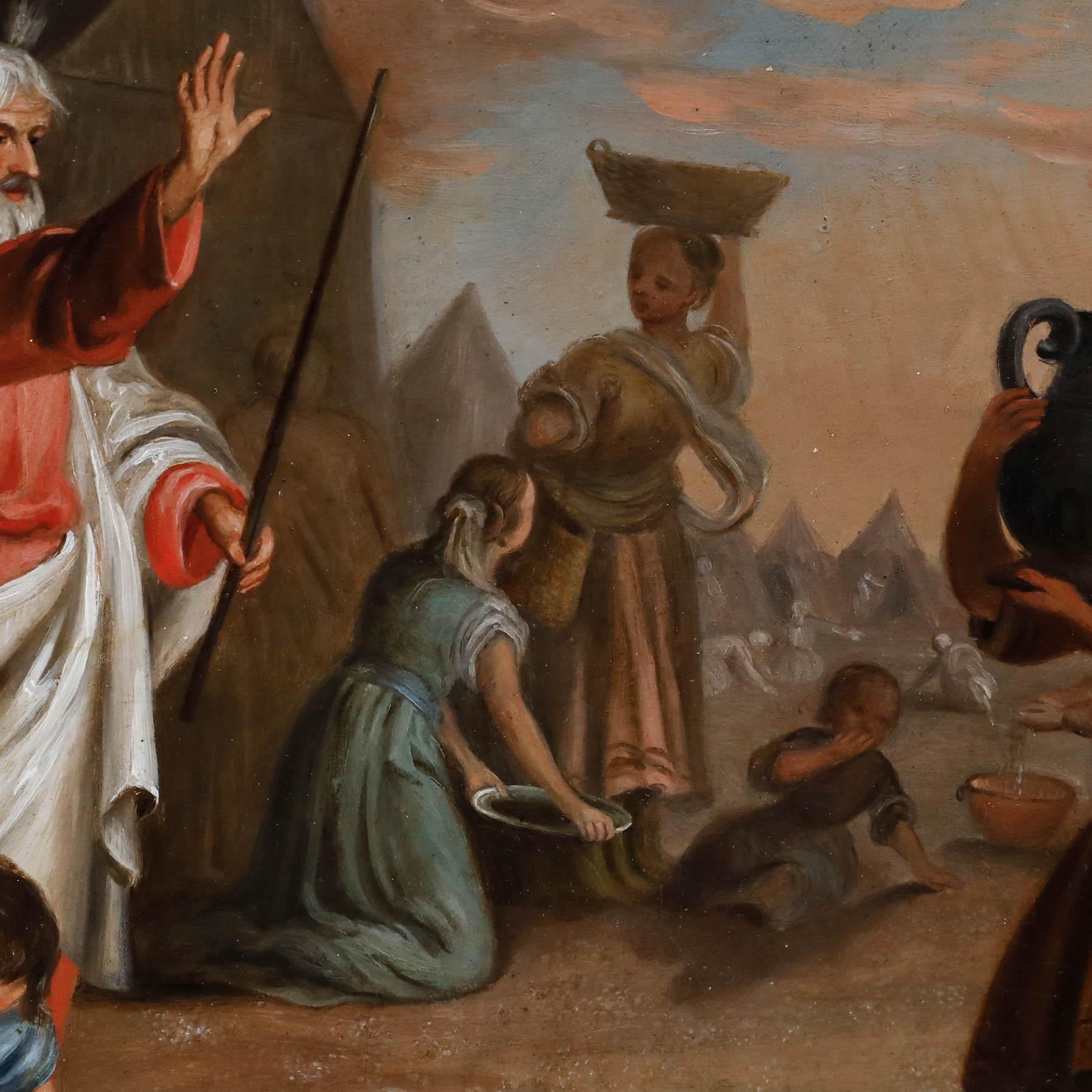 Öl aus dem späten 19. Jahrhundert - Moses mit seinen Anhängern (Braun), Figurative Painting, von Unknown