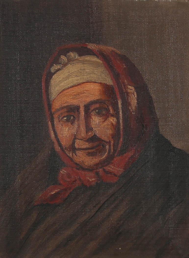 Late 19th Century Oil - Old Babushka - Painting by Unknown
