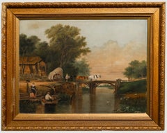 Late 19th Century Oil - Over the Wooden Bridge