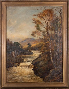 Huile de la fin du XIXe siècle - River Through Glen Affric
