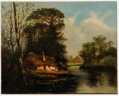 Öl aus dem späten 19. Jahrhundert - Riverside Cottage