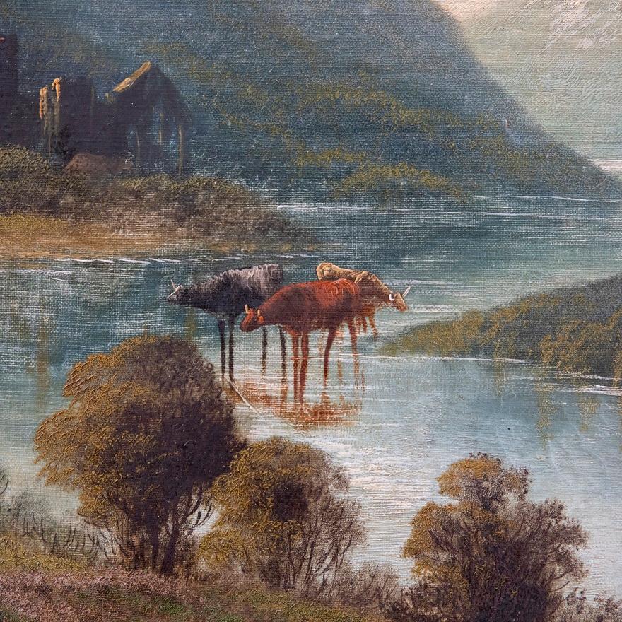 Late 19th Century Oil - Scottish Landscape with Castle Ruins 1