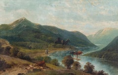 Fin du 19e siècle - Huile - Paysage écossais avec ruines de château
