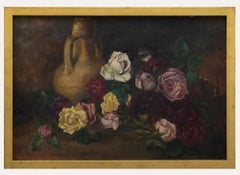Öl des späten 19. Jahrhunderts - Stillleben mit geschnittenen Rosen