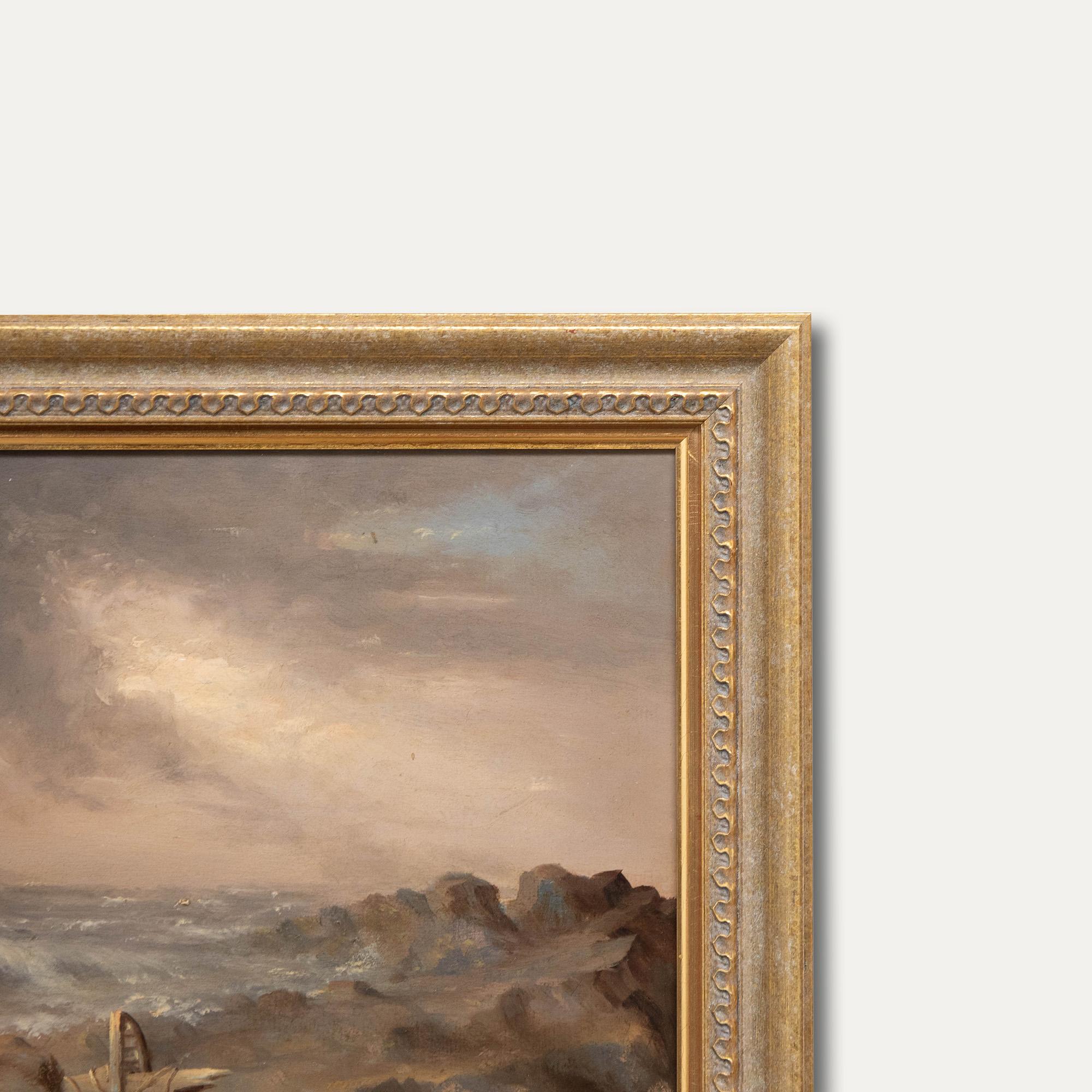 Late 19th Century Oil - Stranded in the Storm For Sale 2