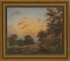 Ölgemälde - Sonnenuntergang über der Bucht, spätes 19. Jahrhundert