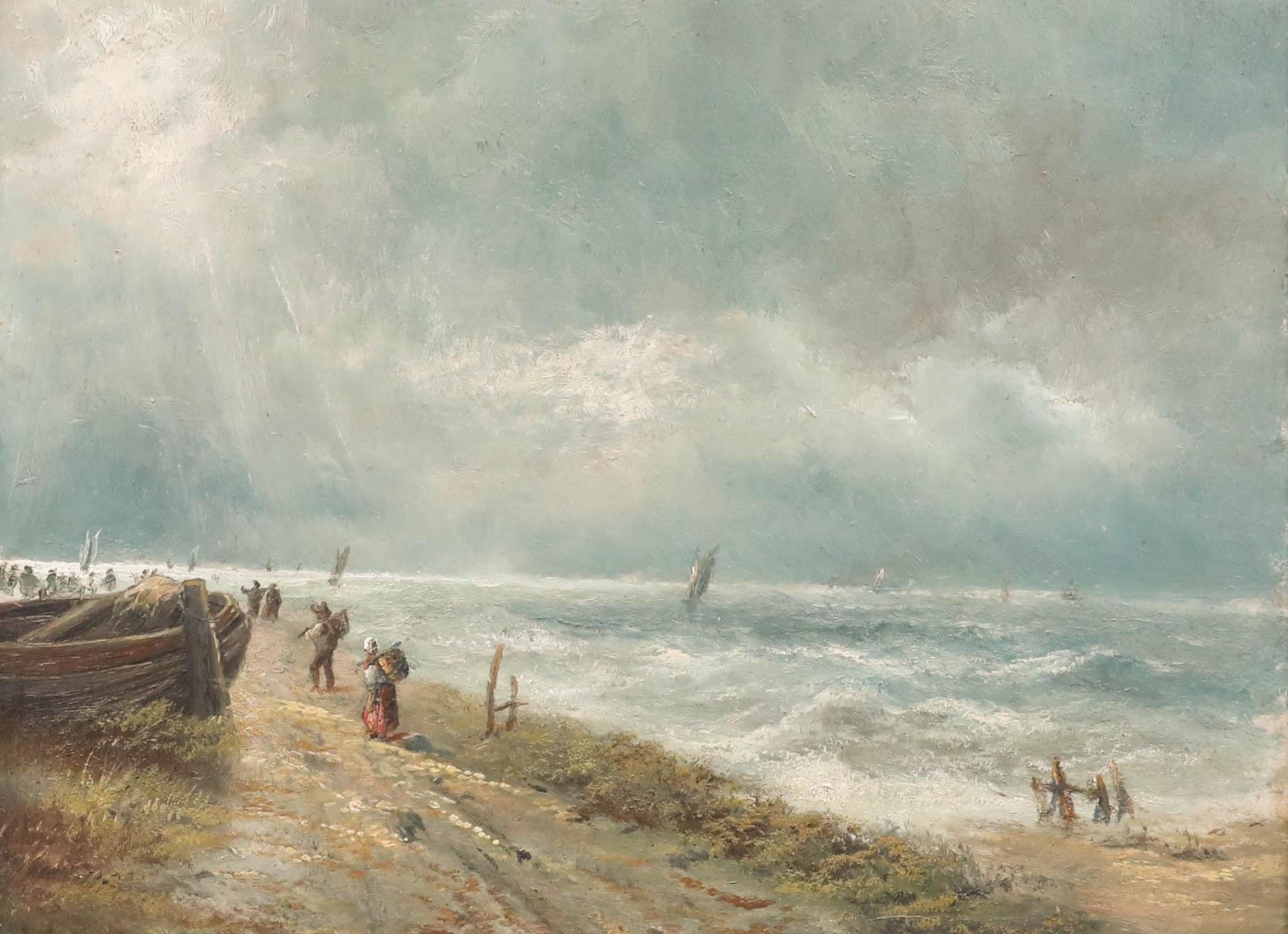Late 19th Century Oil - Tempestuous Coastline - Painting by Unknown