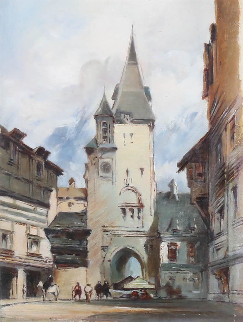 Ölgemälde des späten 19. Jahrhunderts – Die Stadttore – Painting von Unknown
