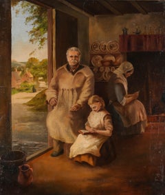 Antique Late 19th Century Oil - The Family