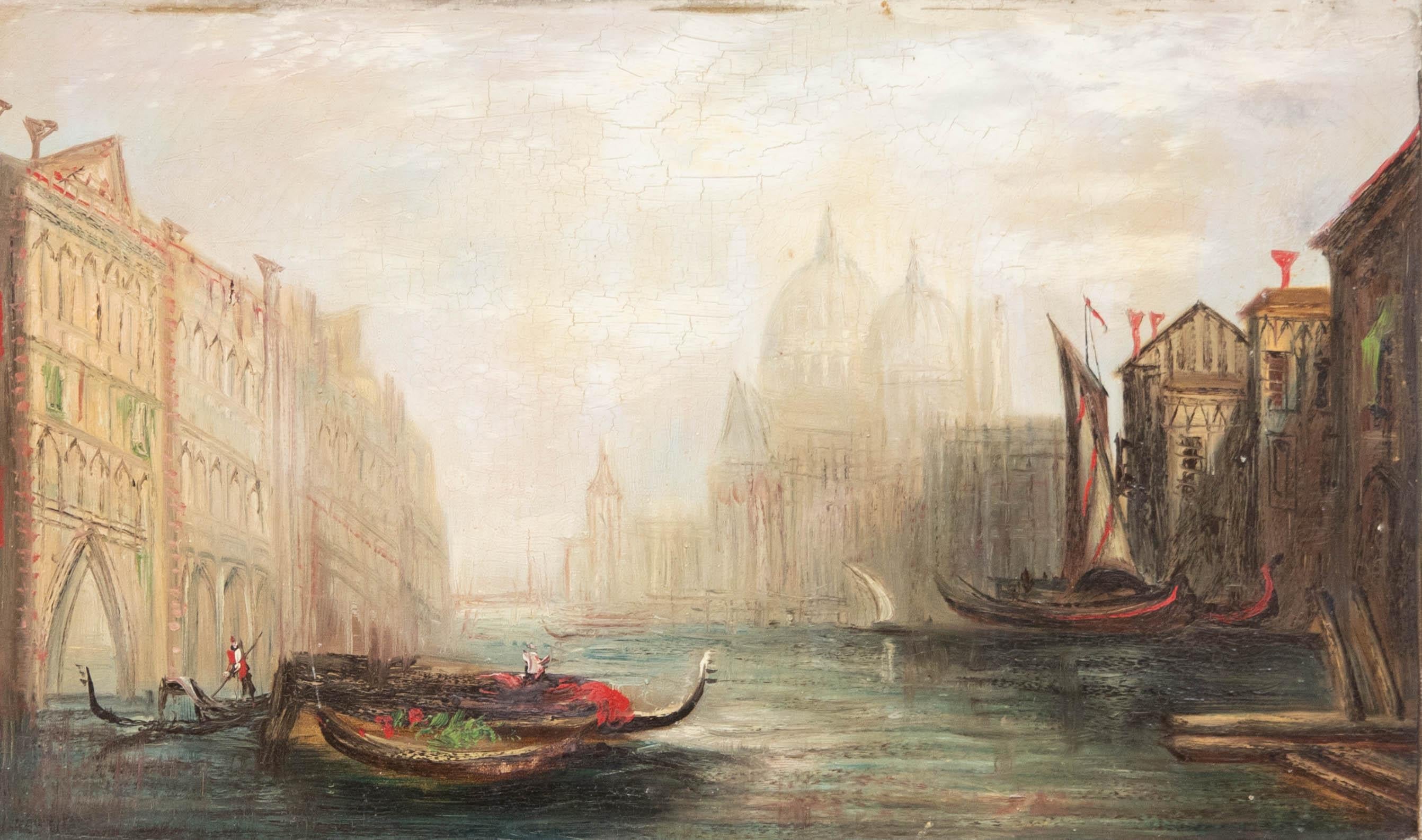 Unknown Landscape Painting - Late 19th Century Oil - The Grand Canal, Venice