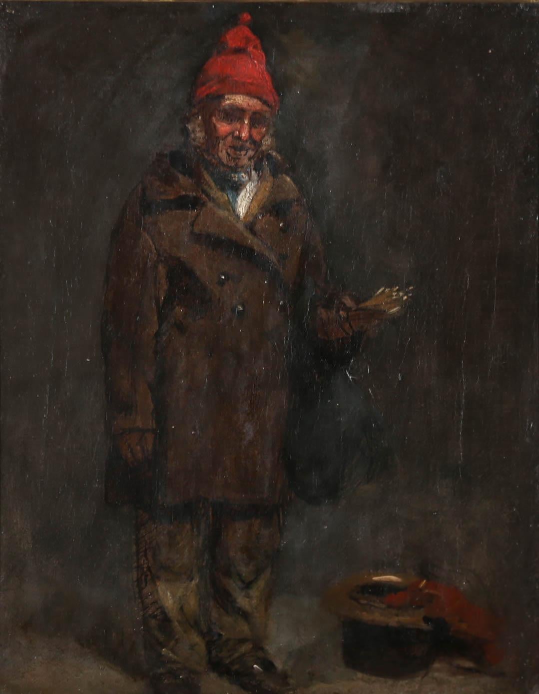 Late 19th Century Oil - The Match Seller - Painting by Unknown