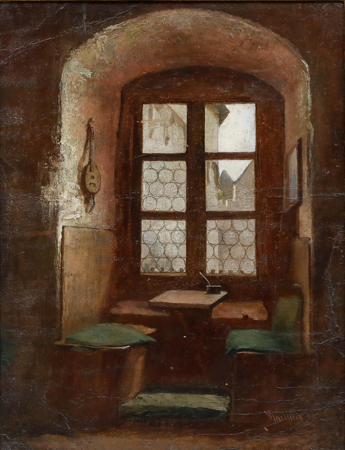 Olio della fine del XIX secolo - L'alcova della finestra - Painting di Unknown