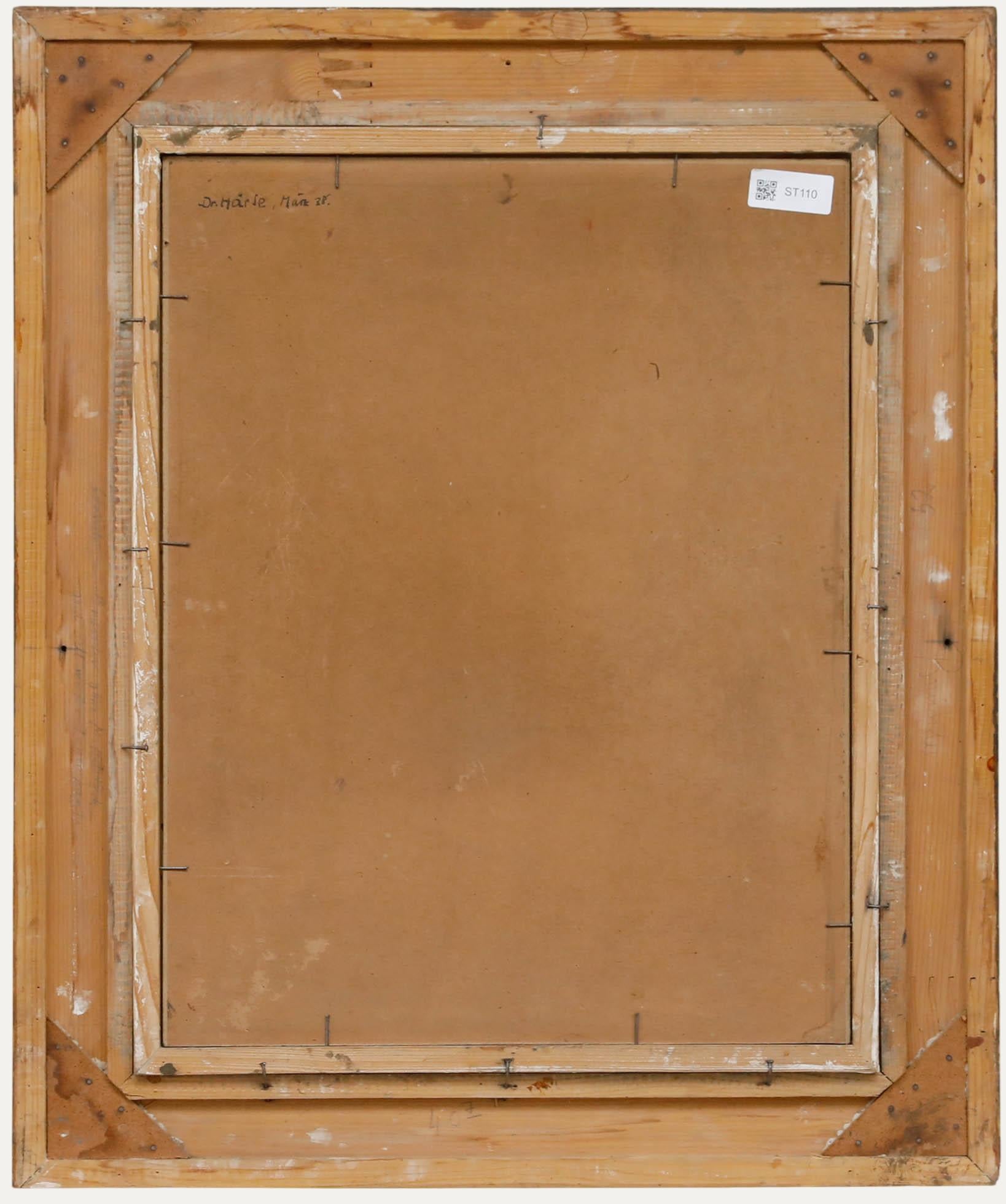 Olio della fine del XIX secolo - L'alcova della finestra - Interior Painting Marrone di Unknown