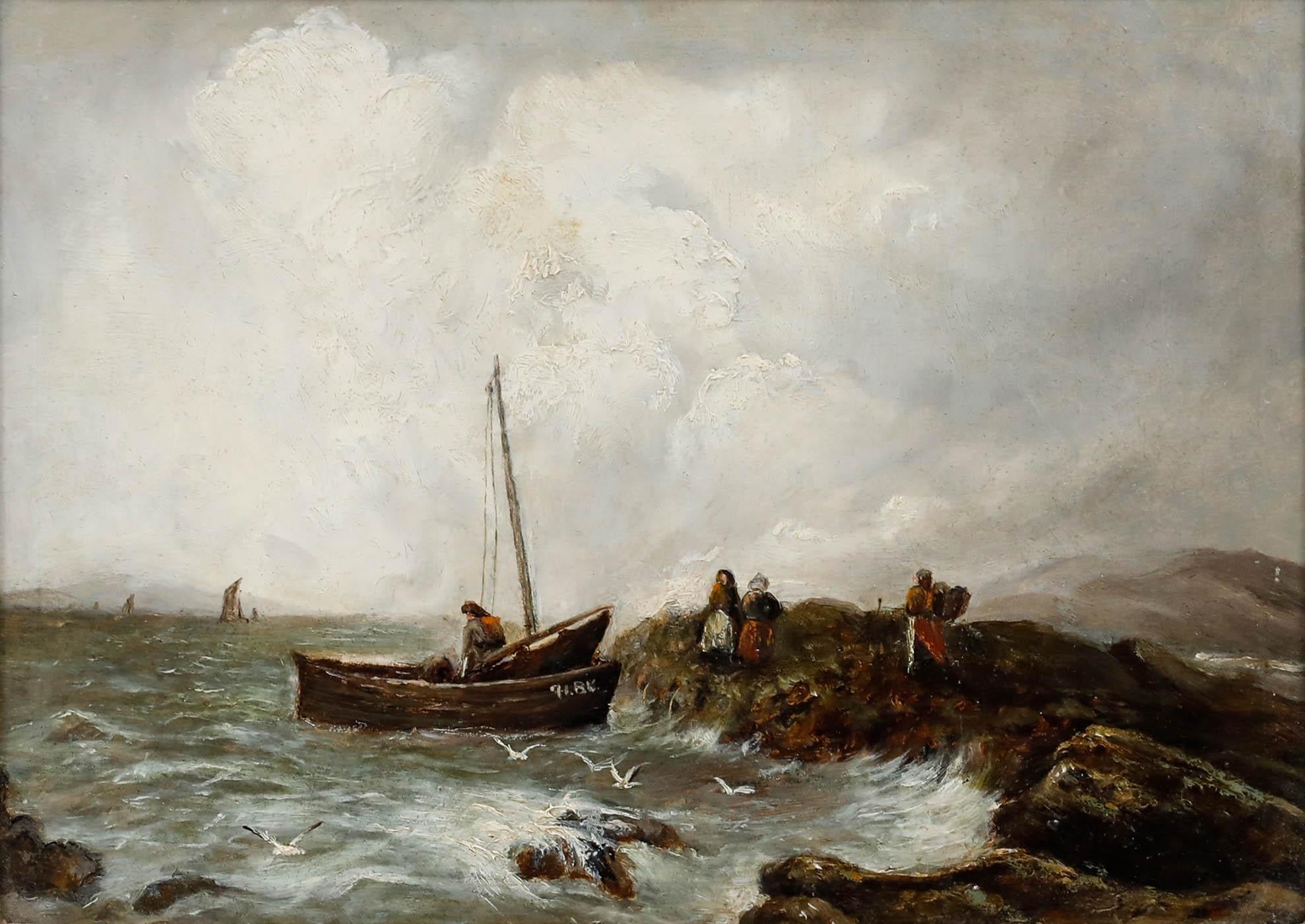 Olio della fine del XIX secolo - Vista della barca da pesca - Painting di Unknown