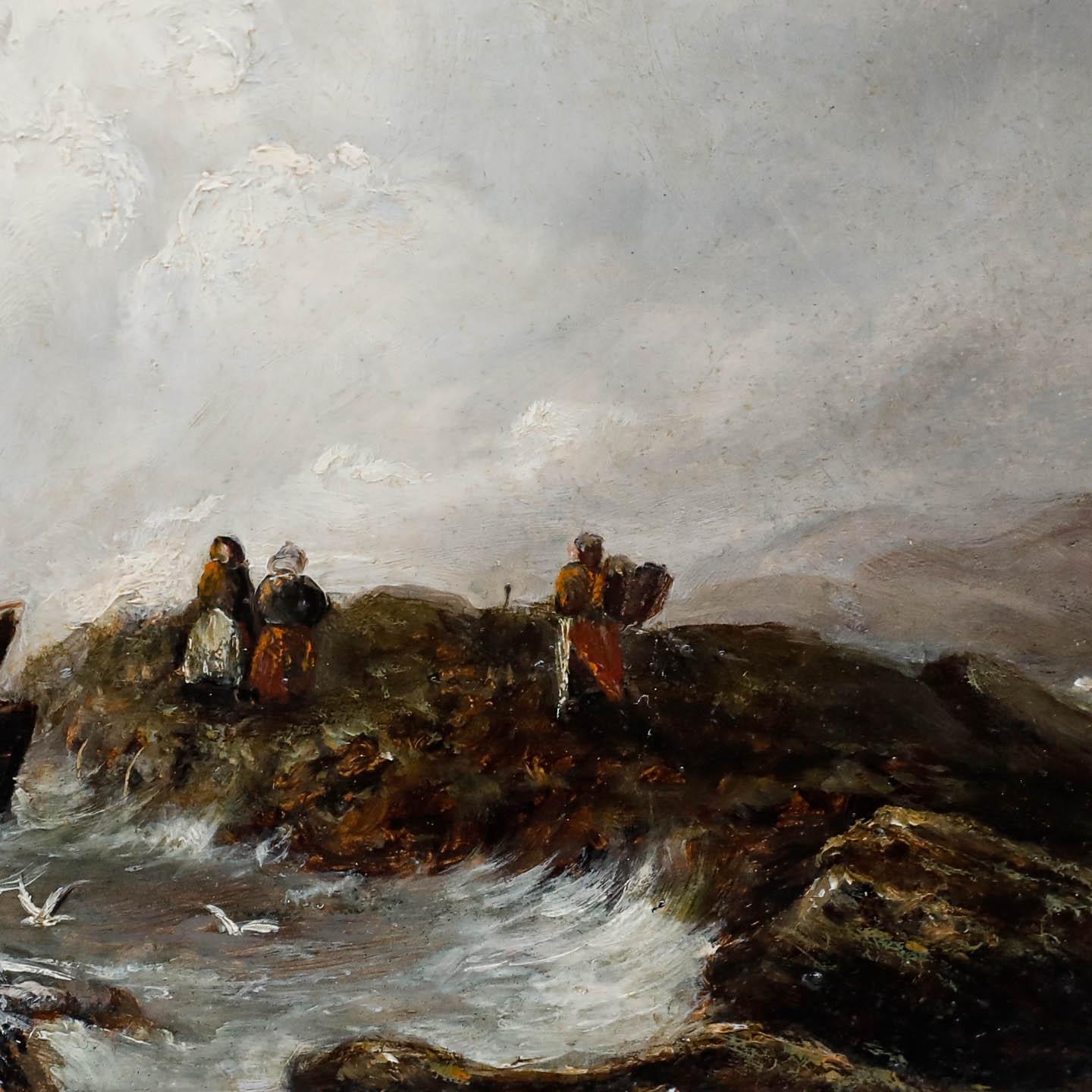 Olio della fine del XIX secolo - Vista della barca da pesca in vendita 1