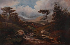 Huile de la fin du XIXe siècle - Vue de la vallée
