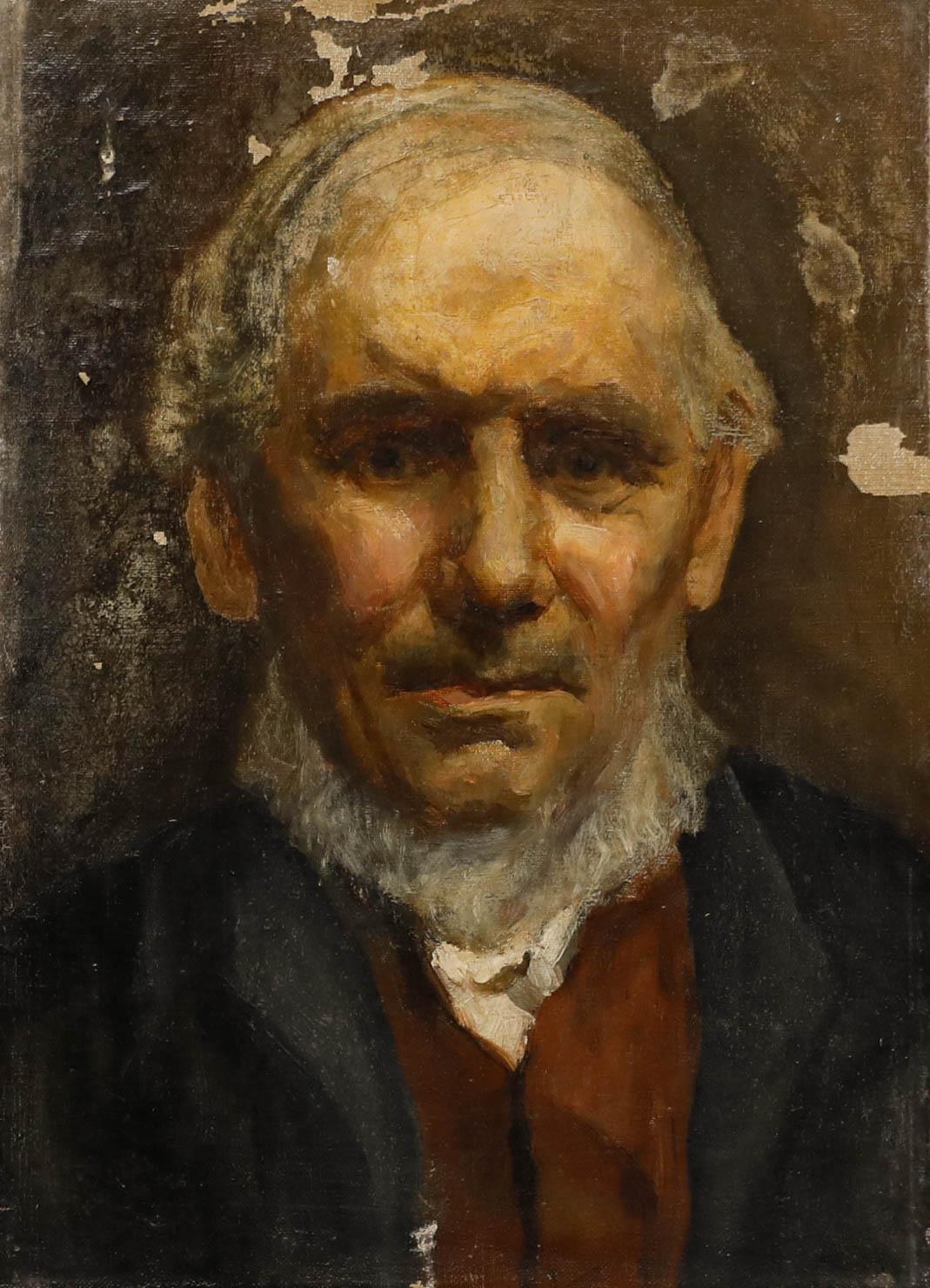 Late 19th Century Oil - Worried Expression - Painting by Unknown