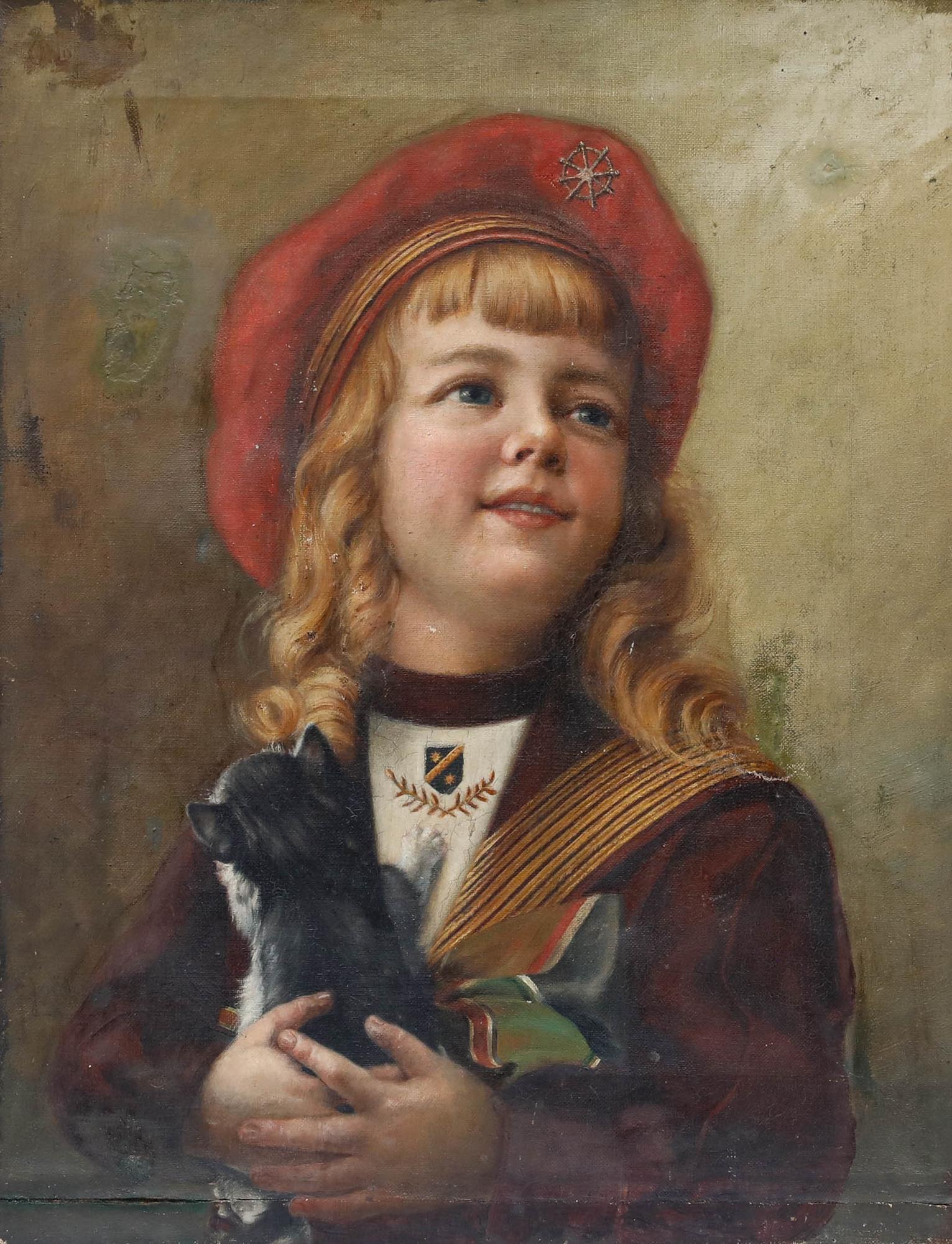 Olio della fine del 19° secolo - Child & Child - Painting di Unknown