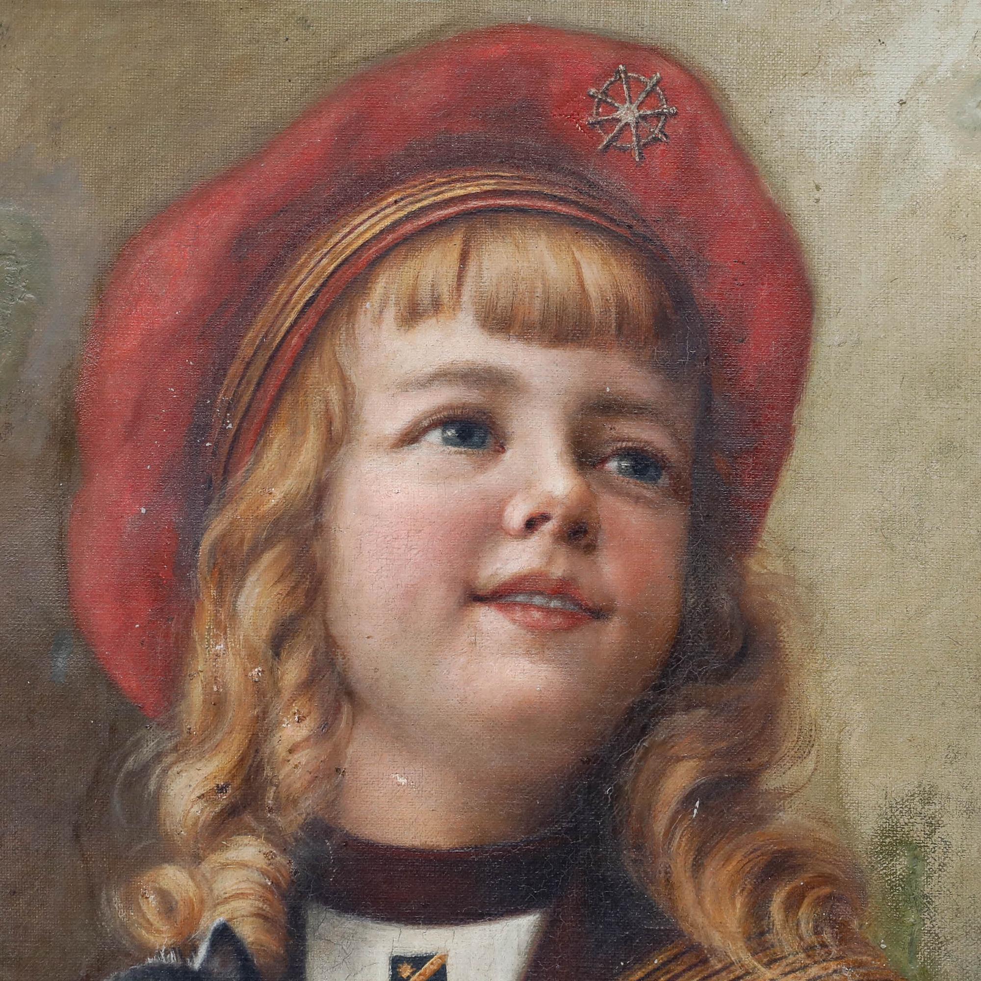Olio della fine del 19° secolo - Child & Child in vendita 1