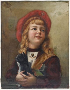 Olio della fine del 19° secolo - Child & Child