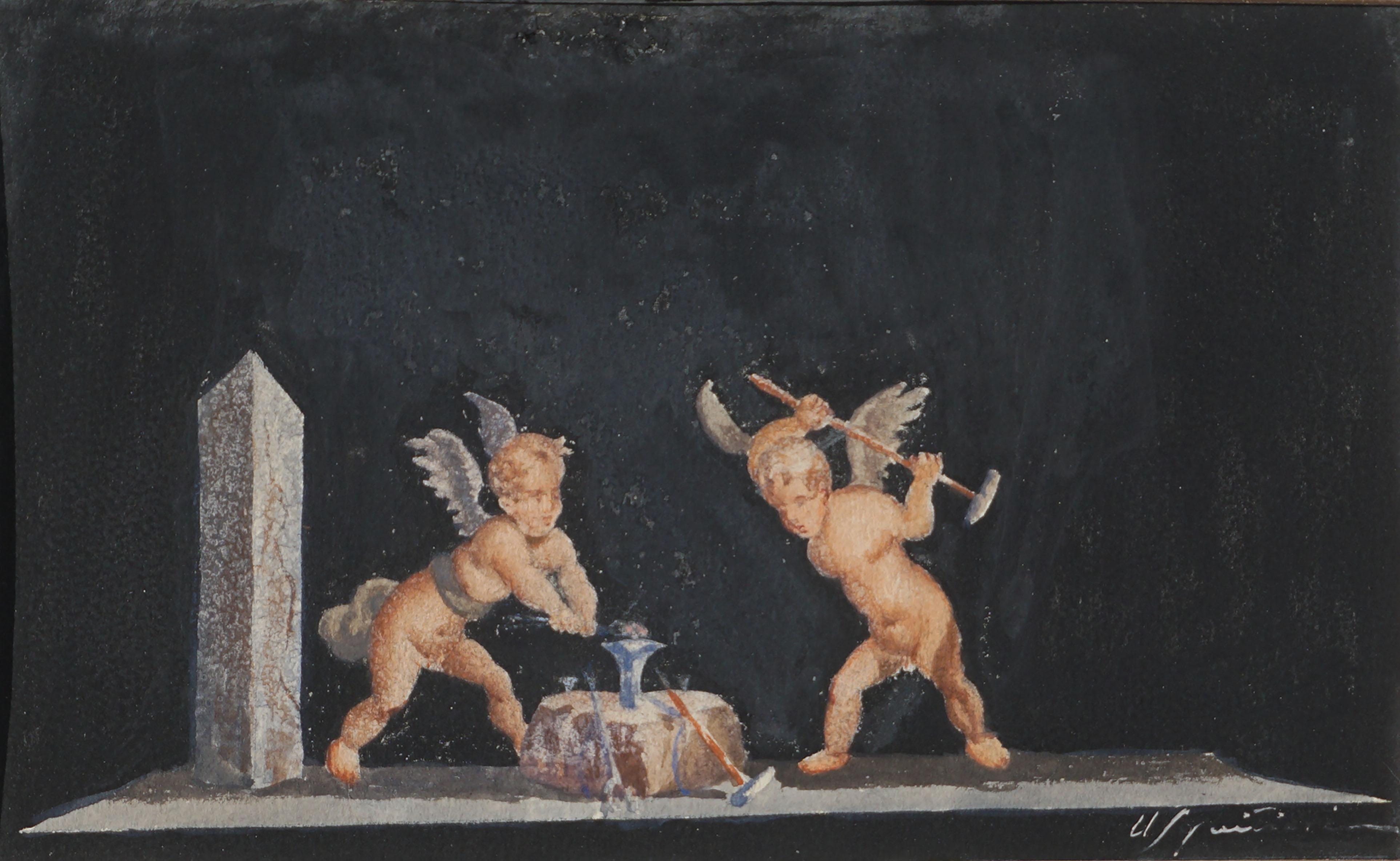 Late 19th Century Cupids Forging Gold -- House of Vetti Frieze Pompeii - Painting by Unknown