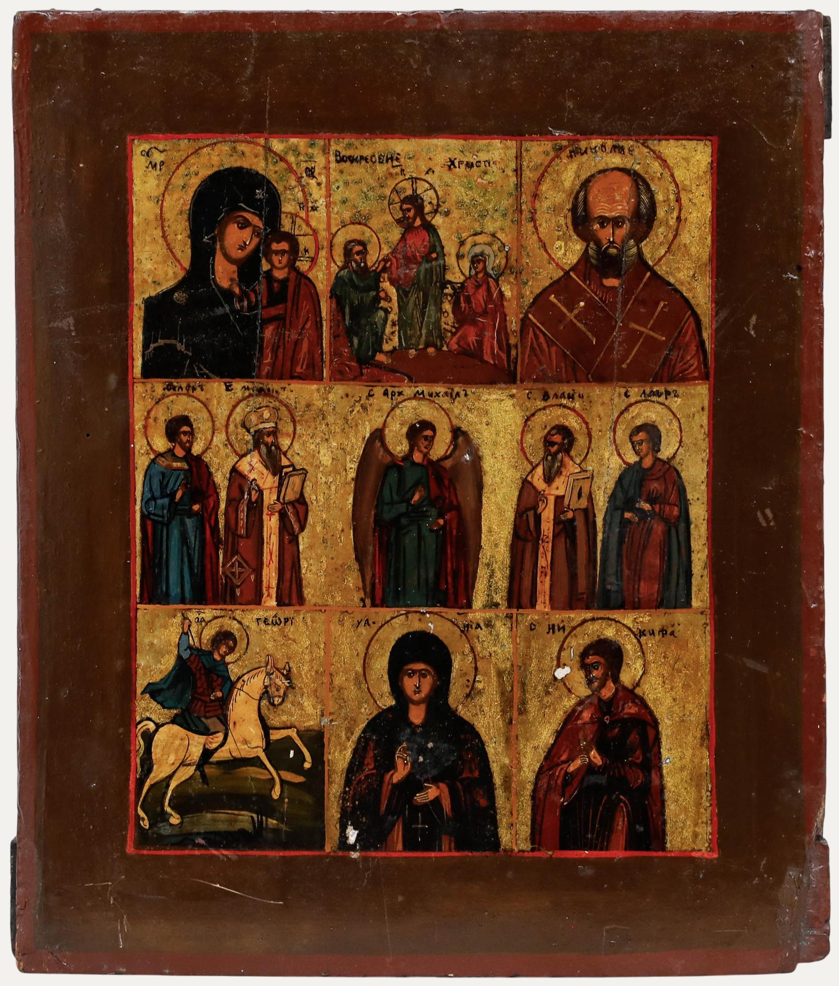 Unknown Figurative Painting - Late 19th Century Tempera - Icon of Saints & Sacred Scenes