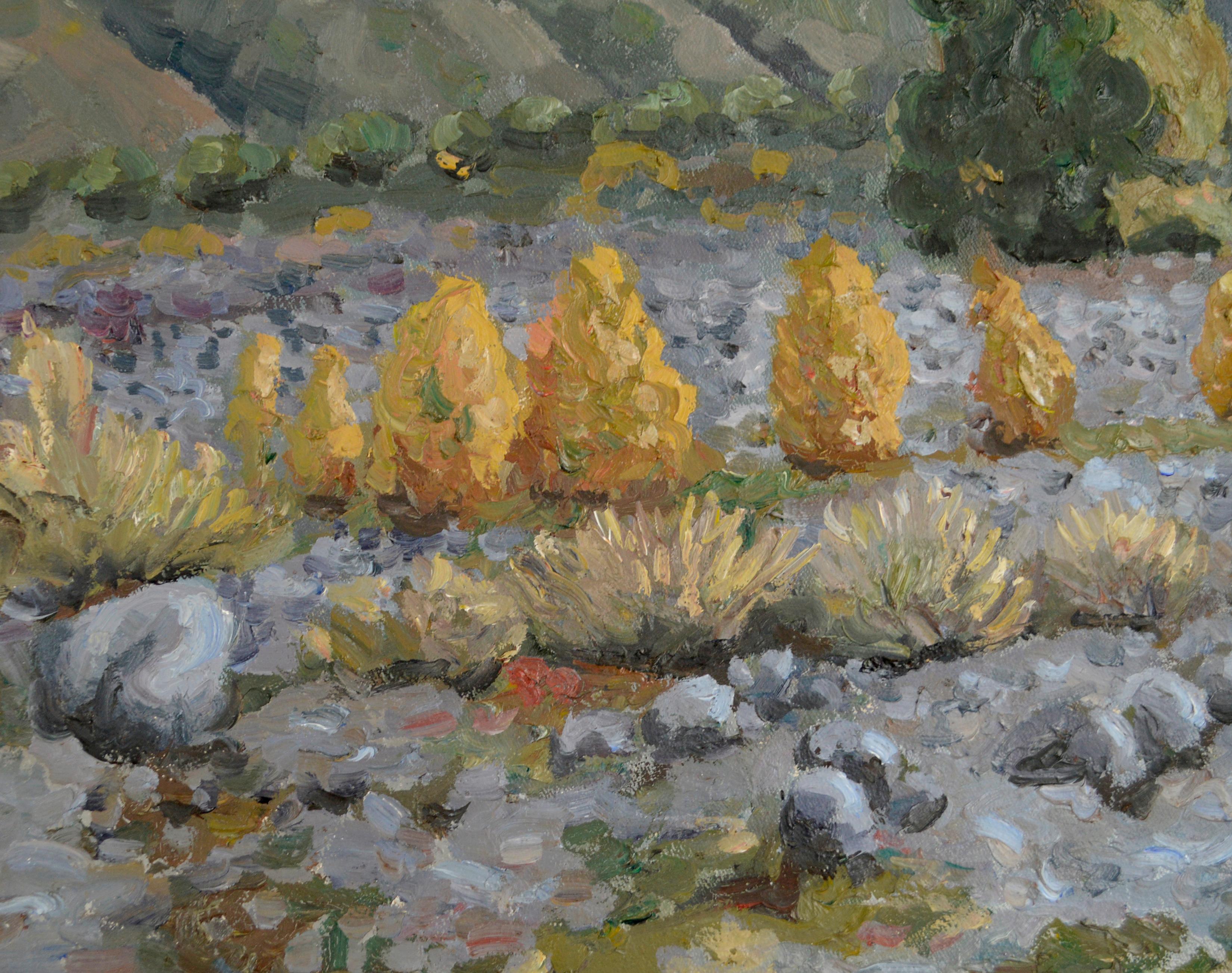 Paisaje impresionista del valle del desierto de California de finales del siglo XX - Landscape Painting Marrón de Unknown