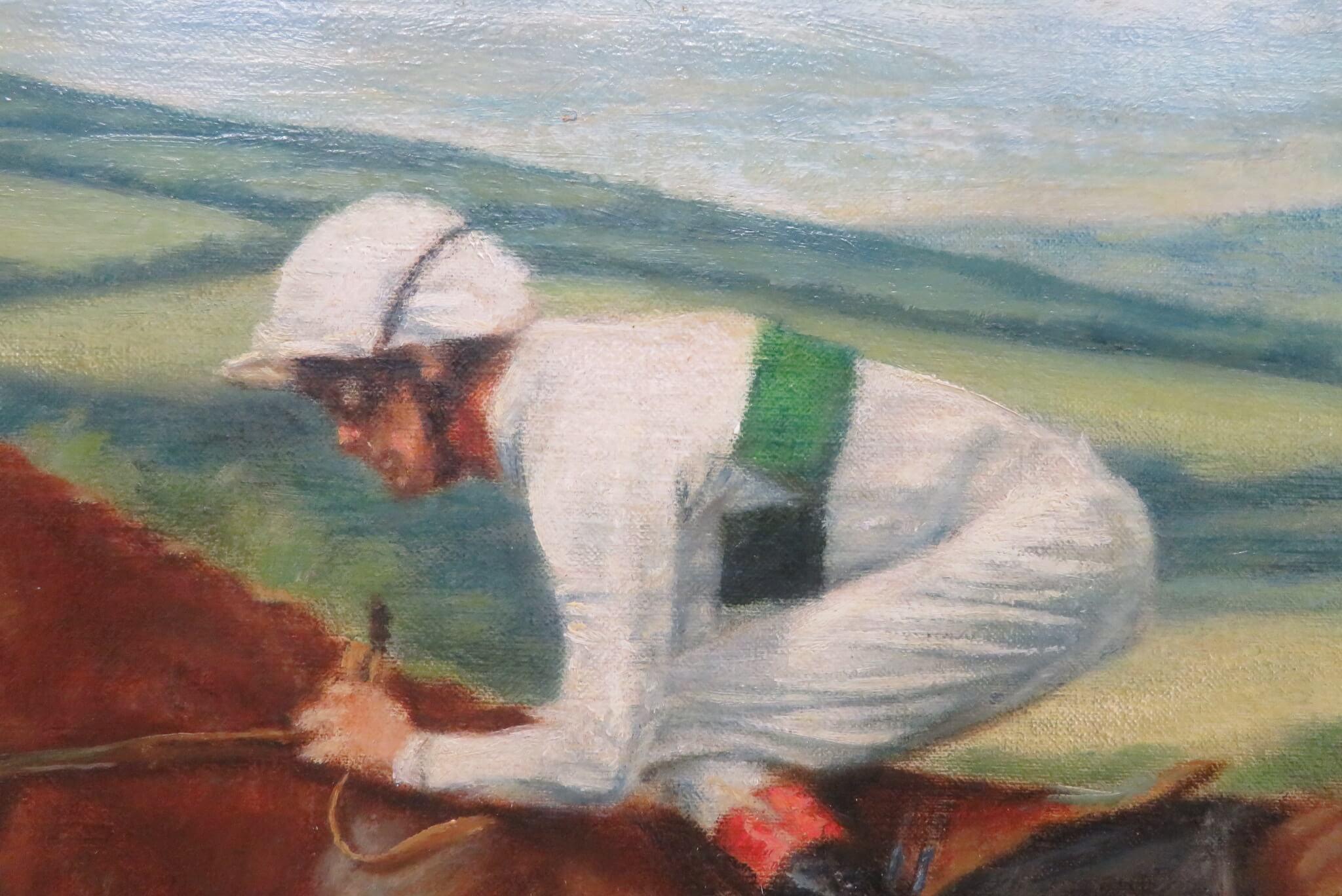 RITRATTO EQUESTRE inglese della fine del XX secolo Pittura ad olio di pregio CORSA DI CAVALLI in vendita 1
