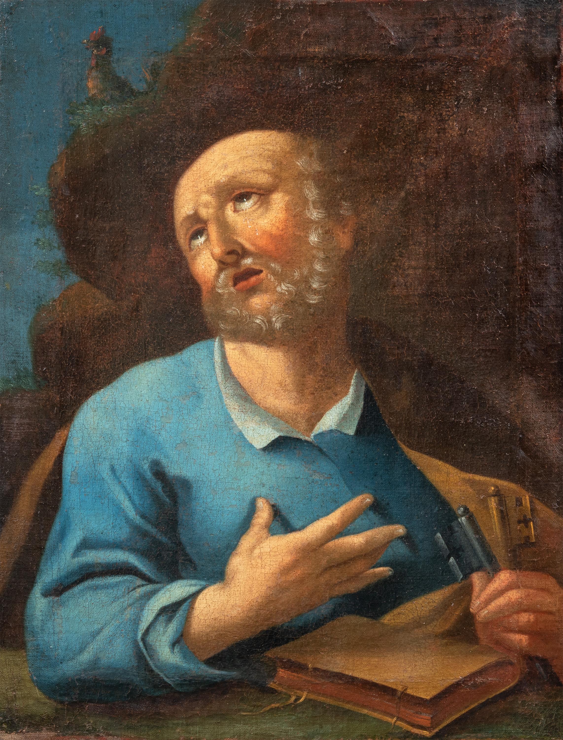 Unknown Figurative Painting - Baroque painter (Italian school) - 18th century figure painting - Saint Peter