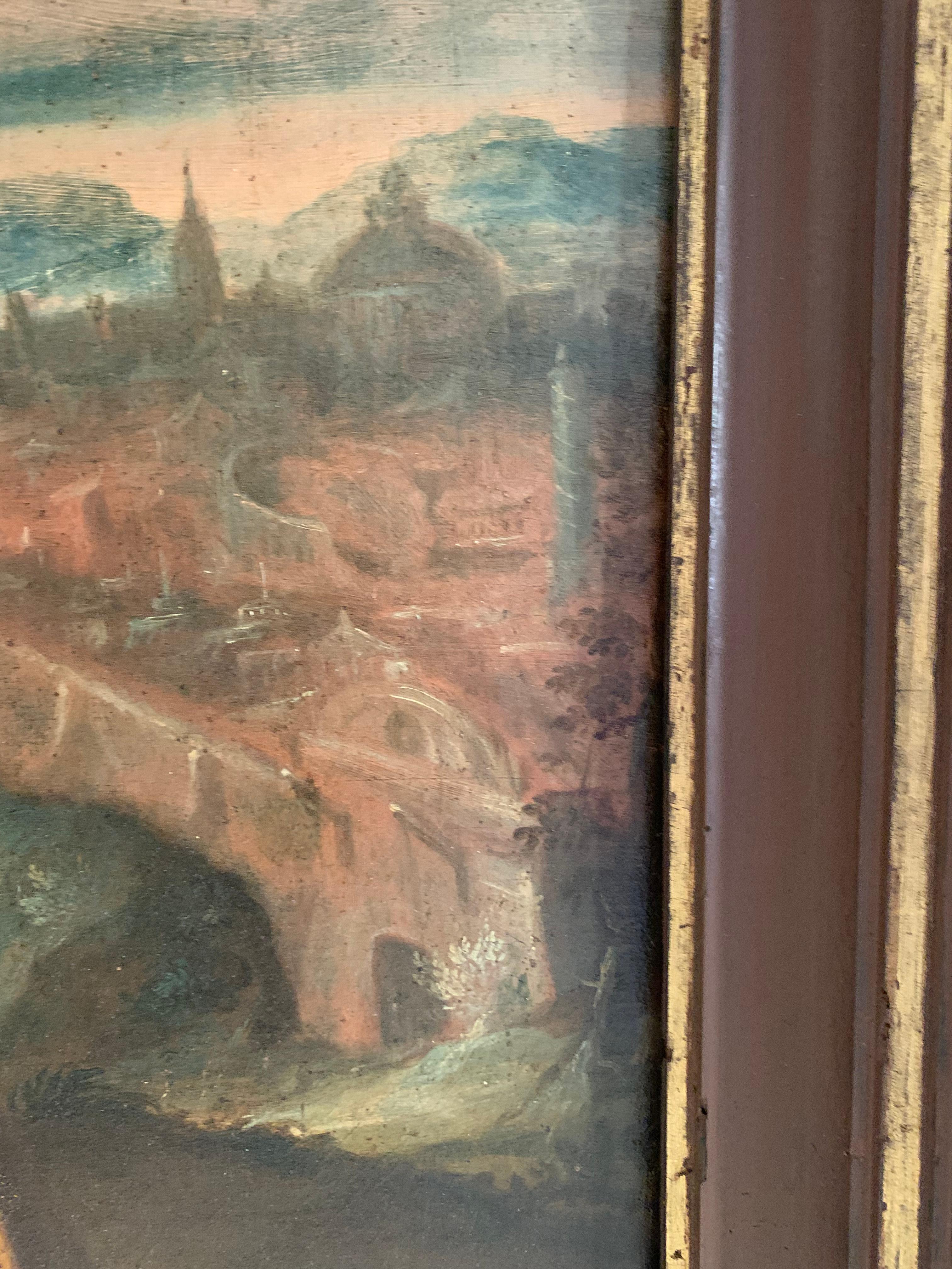 Late XVIcentury. Flemish Artist active in Rome. Quo Vadis with Ancient Rome view For Sale 12