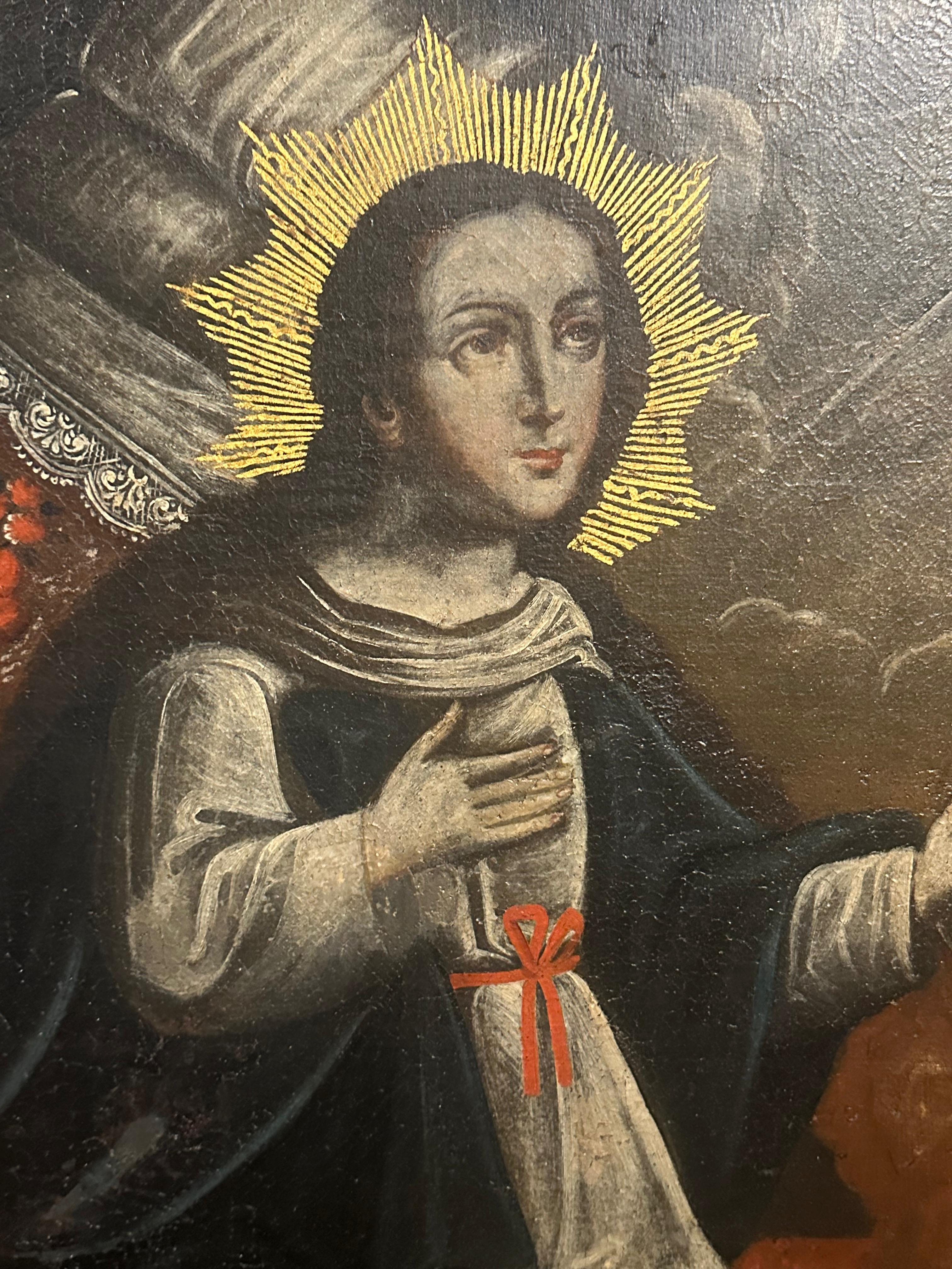 Latin American Colonial Cuzco School 18th Century Annunciation - Brown Figurative Painting by Unknown
