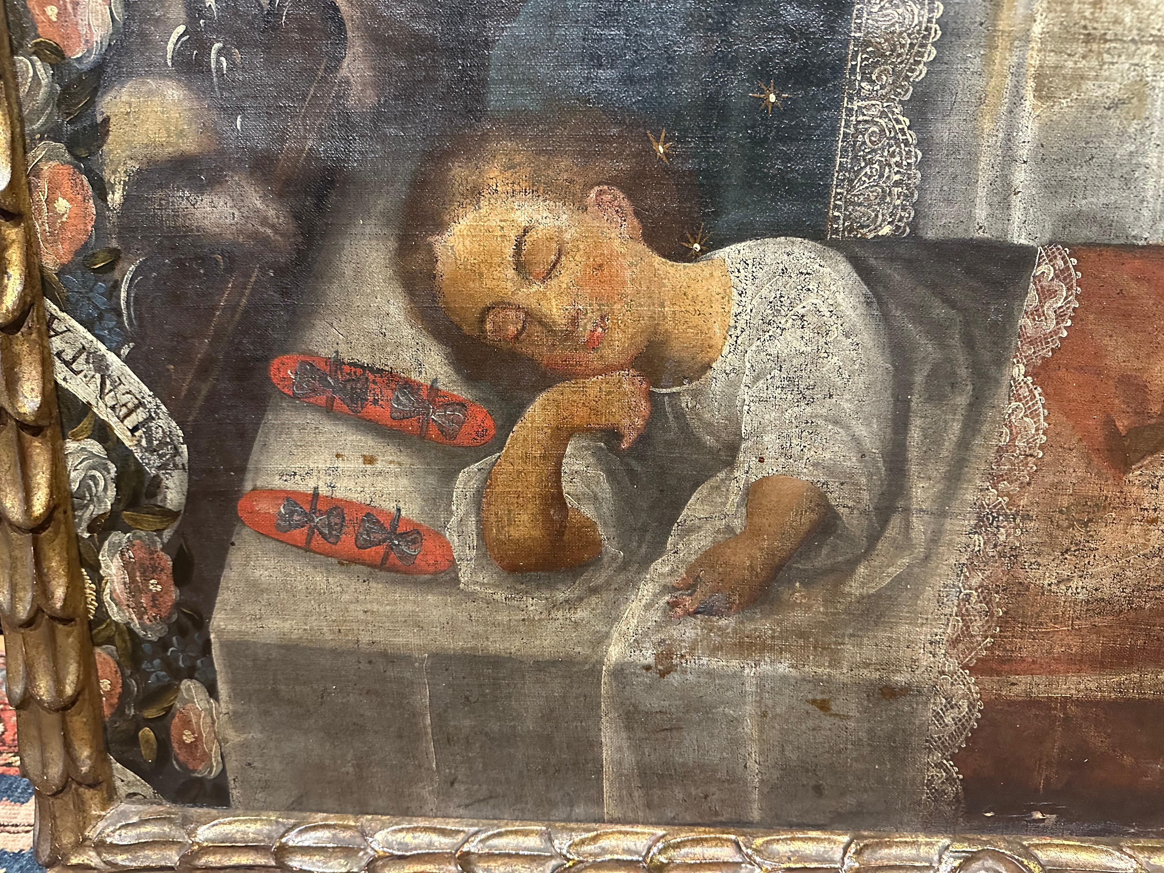 Latin American Colonial Cuzco School Holy Family with Sleeping Child For Sale 1