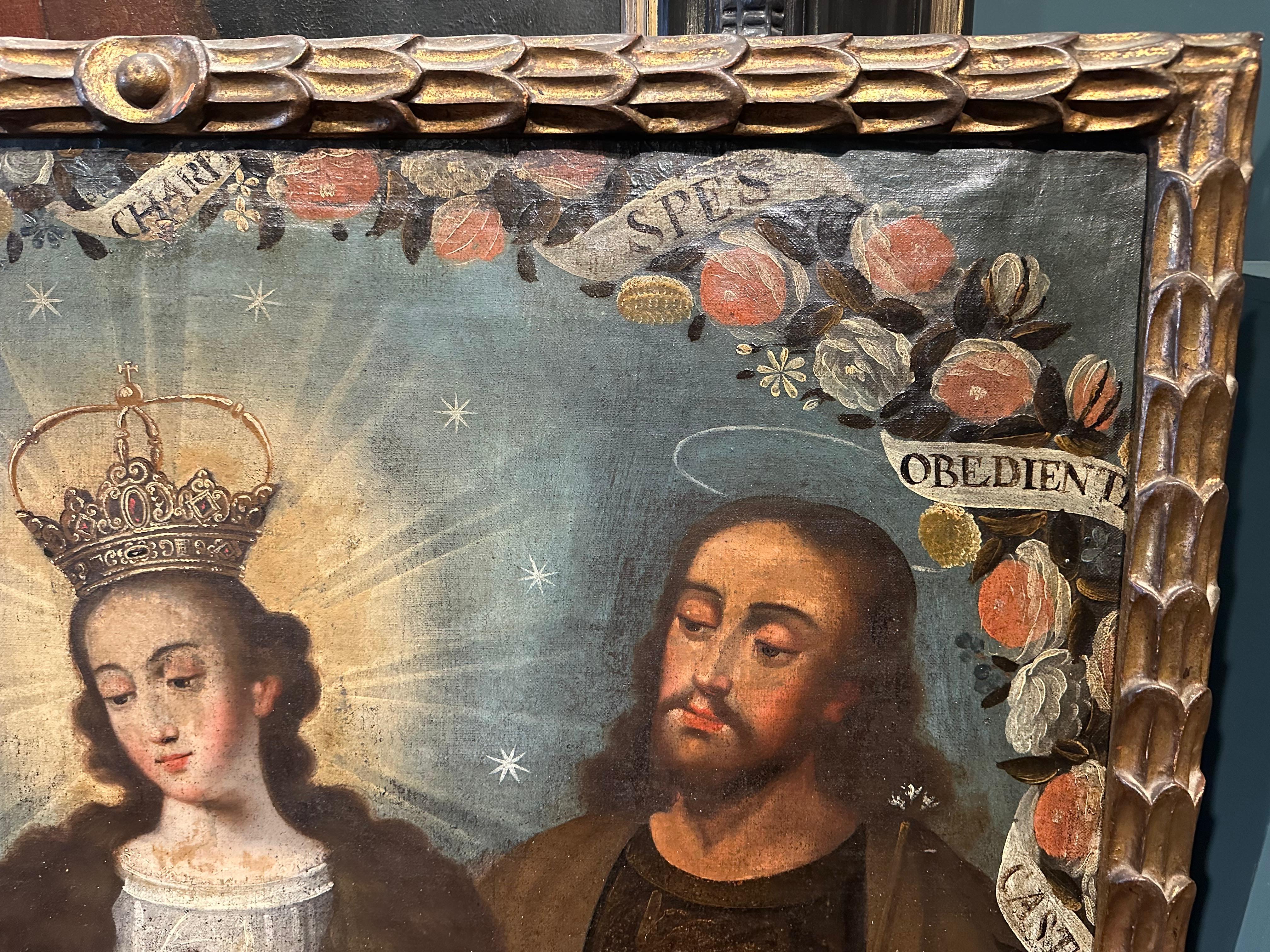 Latin American Colonial Cuzco School Holy Family with Sleeping Child For Sale 3
