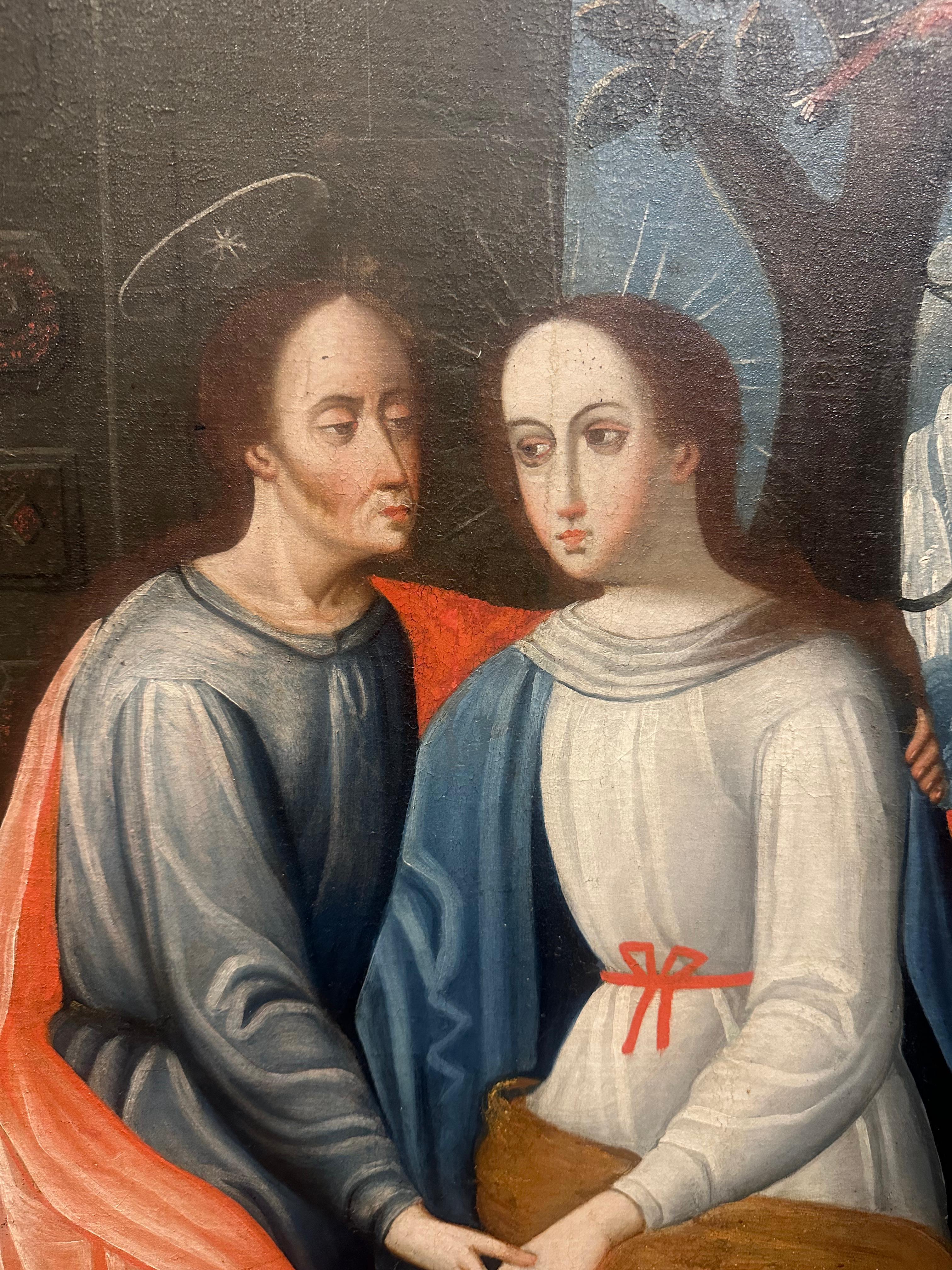 Latin American Colonial Cuzco School Visitation - Painting by Unknown