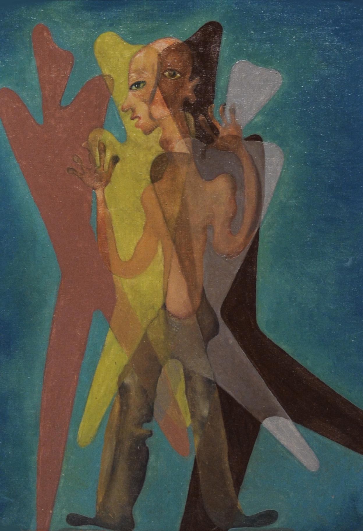 Unknown Figurative Painting – Surreales lateinamerikanisches modernes Gemälde, 1950