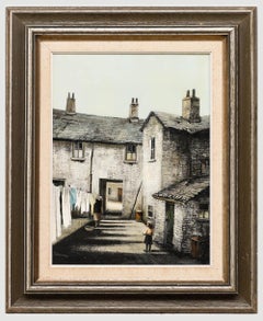 Laurence Rushton (1919-1994) - Framed 20th Century Oil, Hanging out the Washing