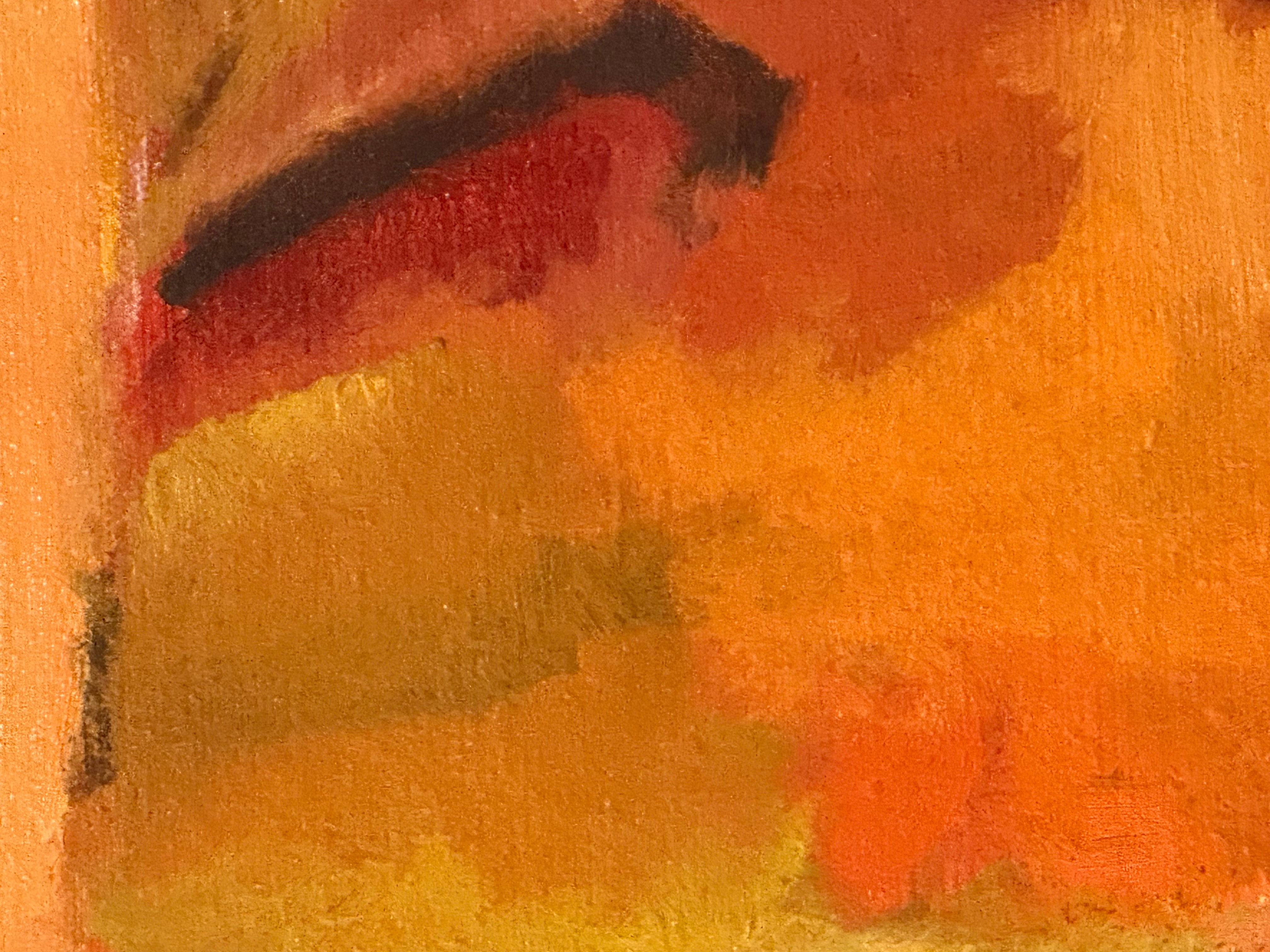 Abstraktes Öl in Orange mit Schichten (Abstrakter Expressionismus), Painting, von Unknown