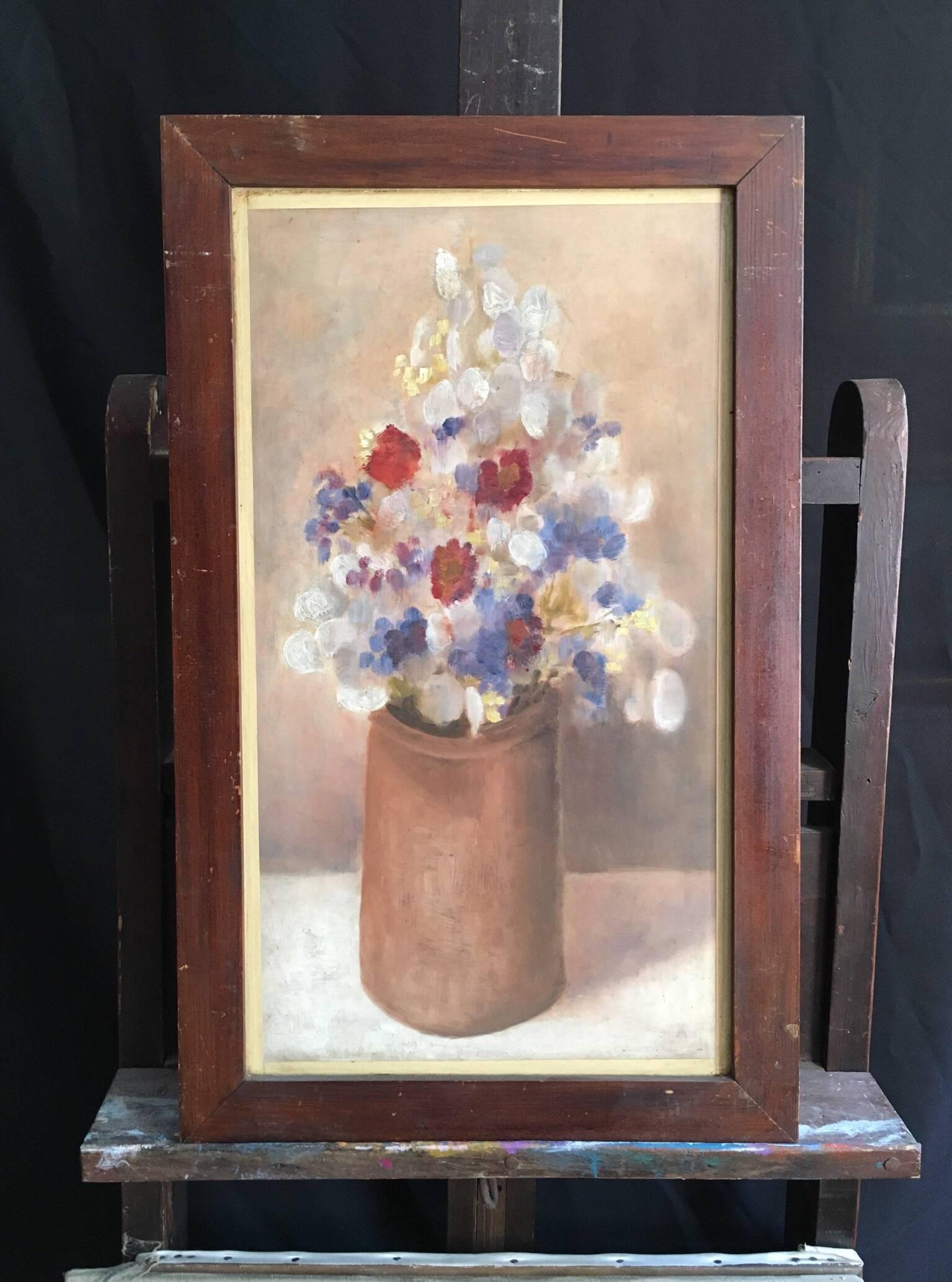Französisches Blumenstillleben „Le Bouquet“, Blumengemälde – Painting von Unknown