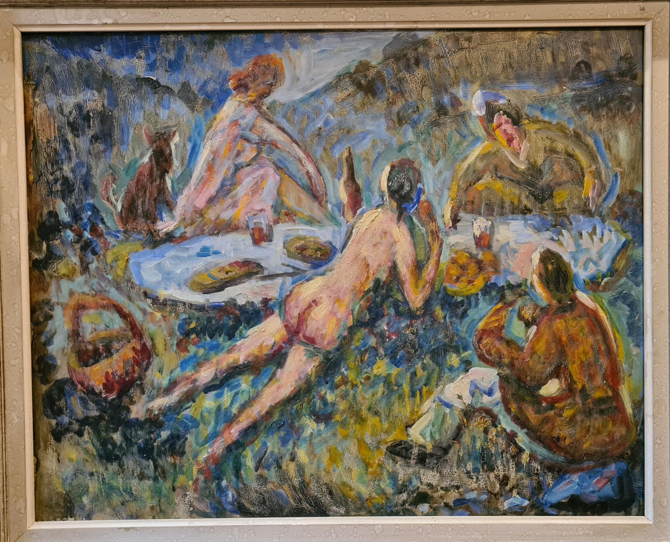 Le Déjeuner sur l'herbe, Homage to Édouard Manet  - Painting by Unknown