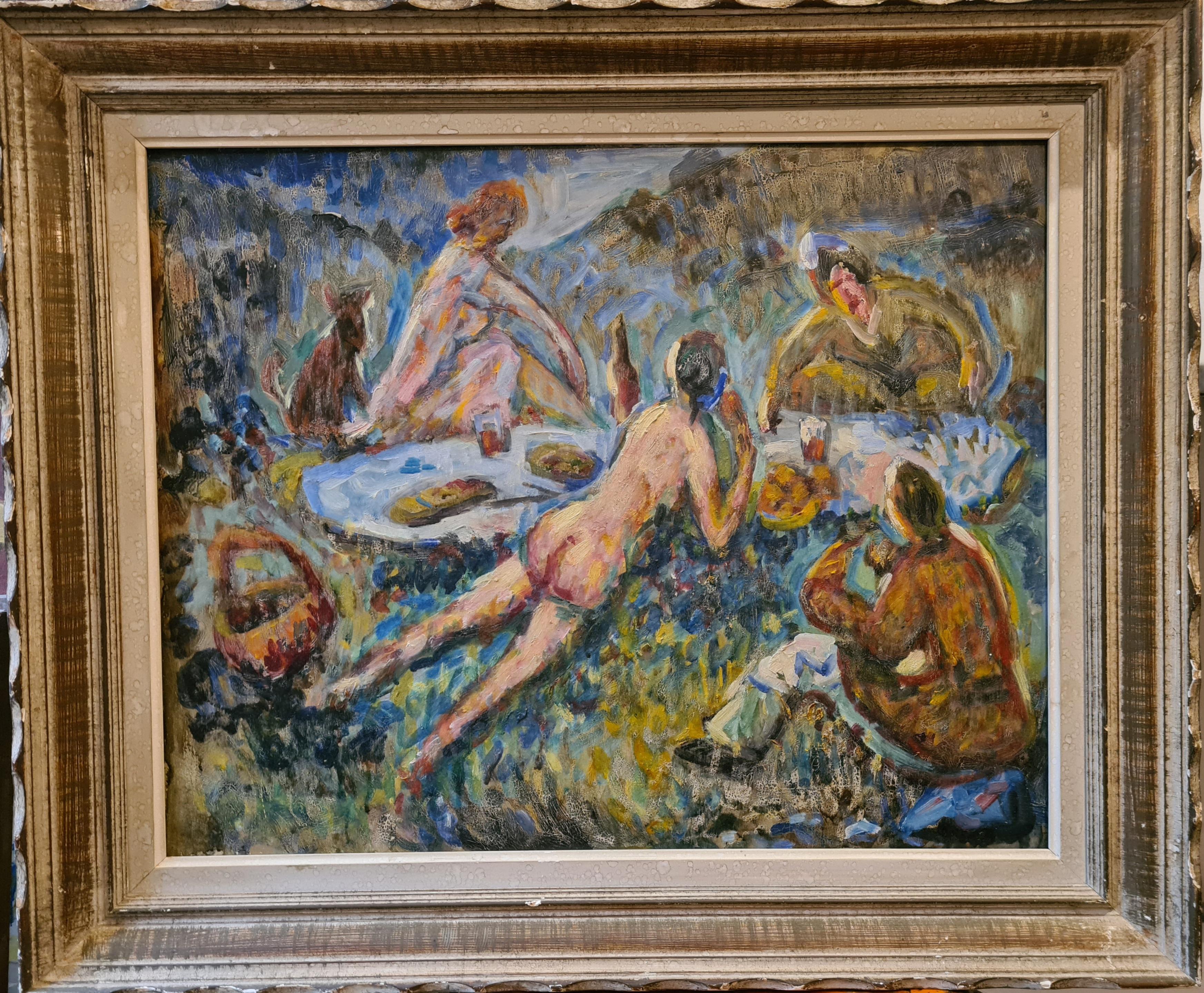 Le Déjeuner sur l'herbe, Homage to Édouard Manet  - Impressionist Painting by Unknown