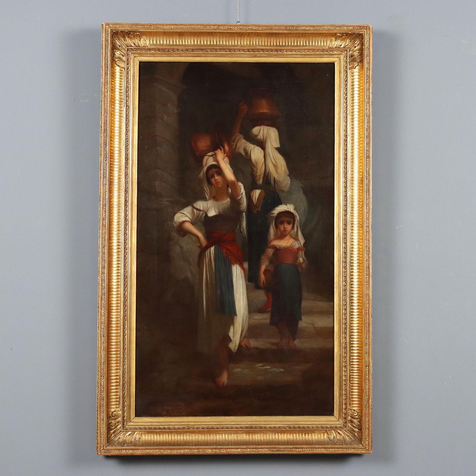 Unknown Figurative Painting - Le Donne di Cervara Roma XIX secolo