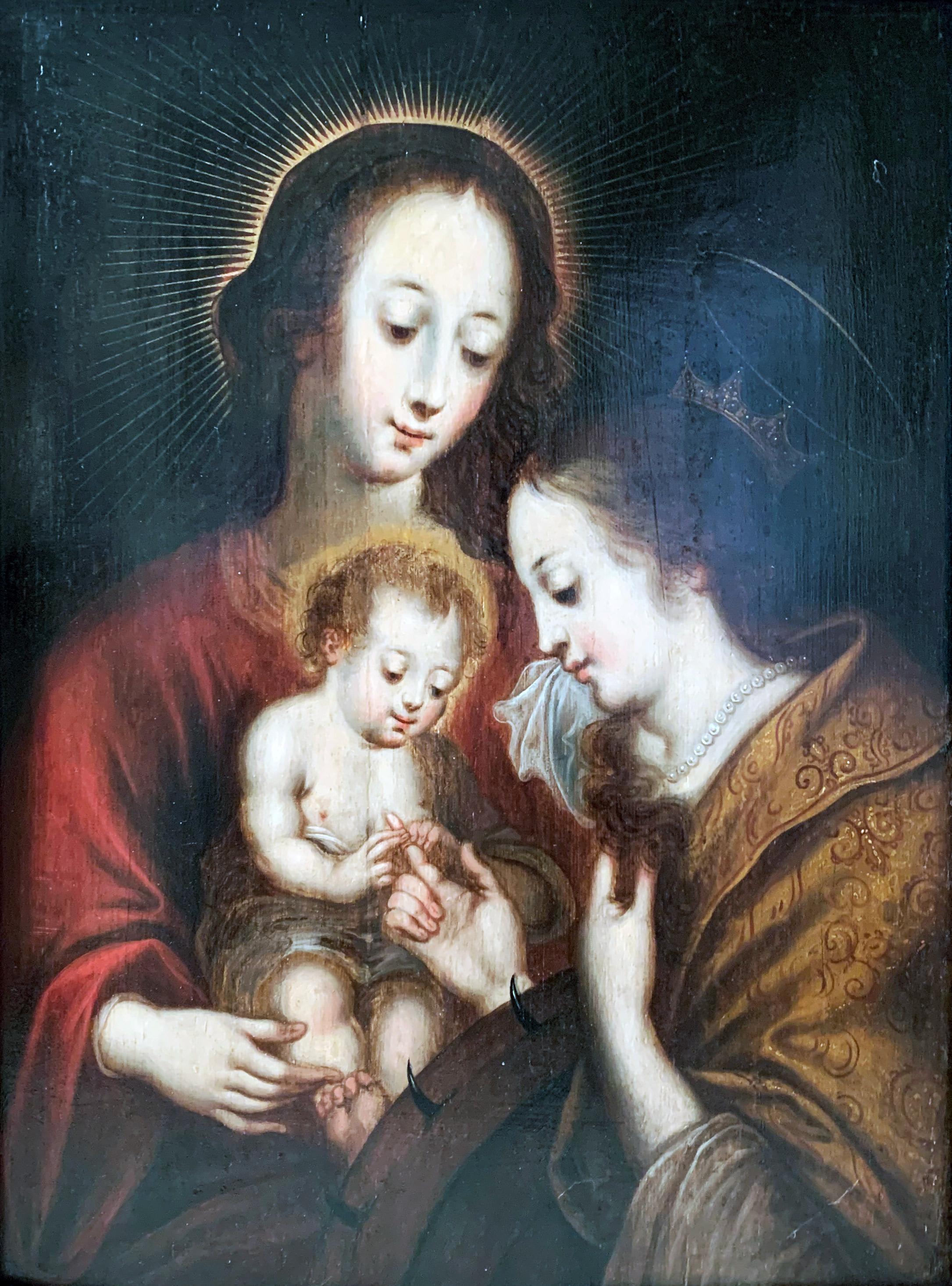 Die geheimnisvolle Ehe von Katharina XVIIe Siècle Flamand – Painting von Unknown