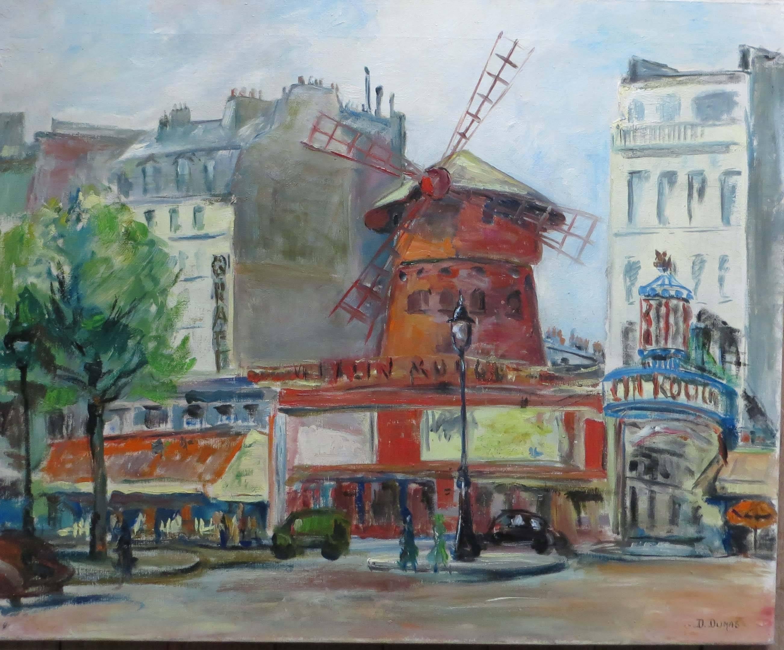 Unknown Landscape Painting - Le "Moulin Rouge" In Paris 
