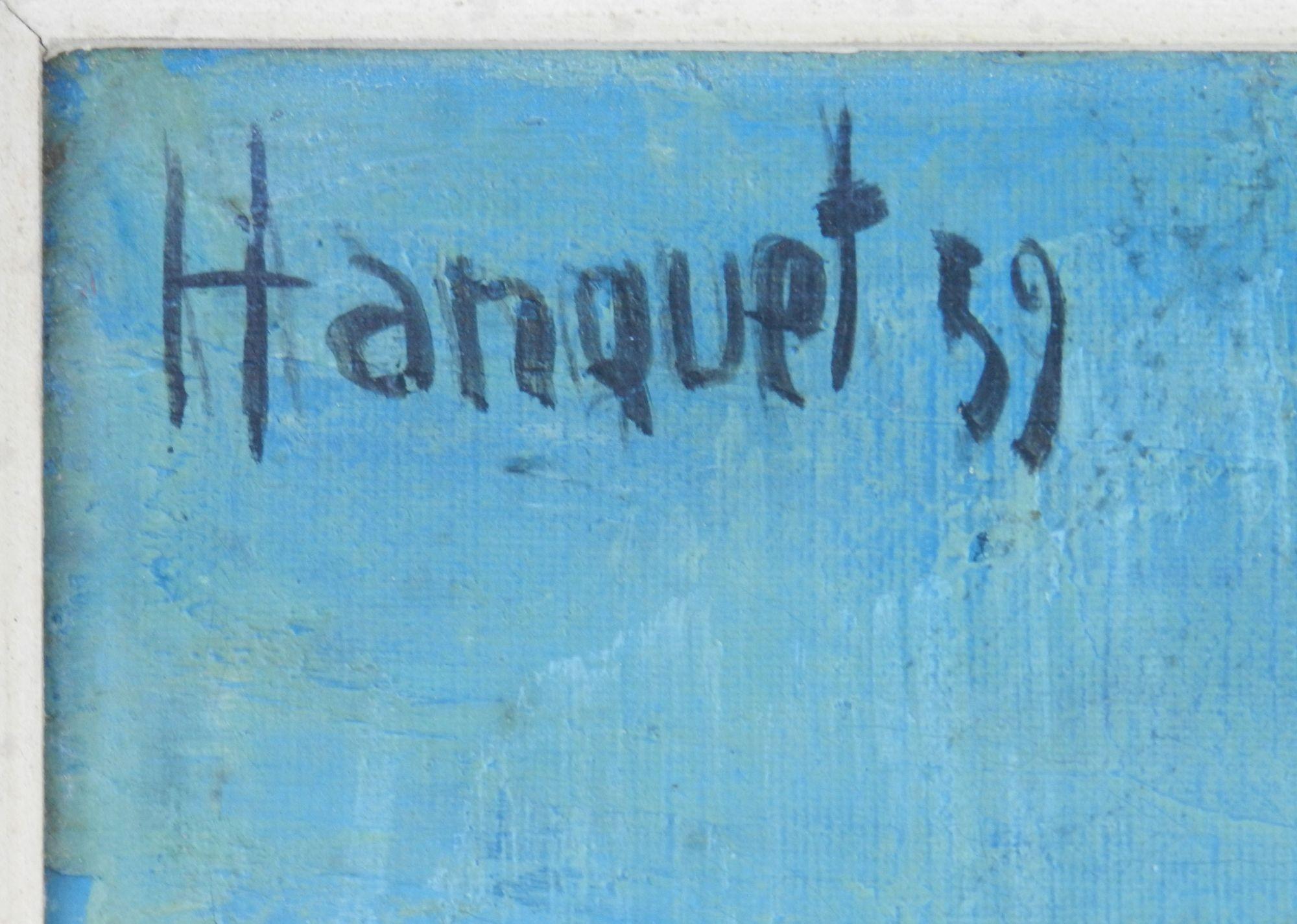 Le Port de Georges Hanquet - Peinture du milieu du sicle dernier - 1959 - Painting de Unknown