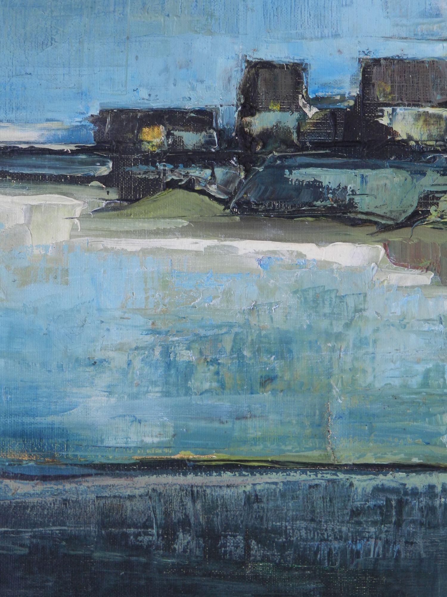 Le Port de Georges Hanquet - Peinture du milieu du sicle dernier - 1959 - Bleu Landscape Painting par Unknown