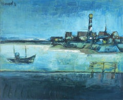 Le Port de Georges Hanquet - Peinture du milieu du sicle dernier - 1959