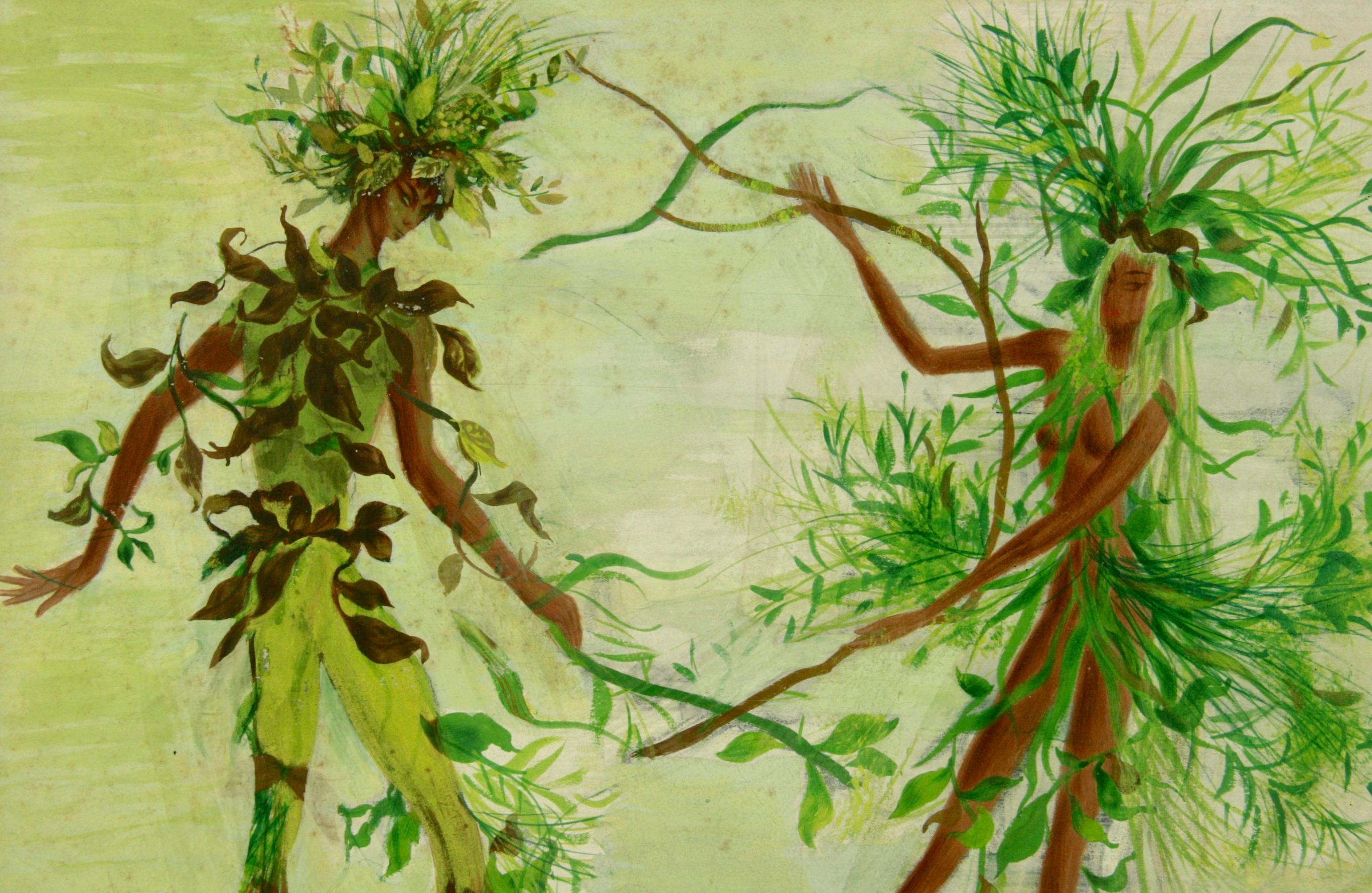 Gente delle foglie surreale  Pittura - Painting di Unknown
