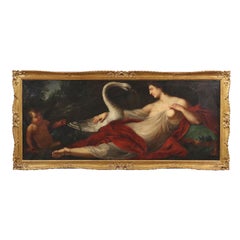 Leda und der Schwan, Öl auf Leinwand, Italien XX. Jahrhundert