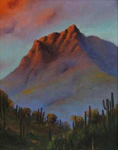 Lena Suttington - Framed 20th Century Oil, Desert Mountains at Sunset
