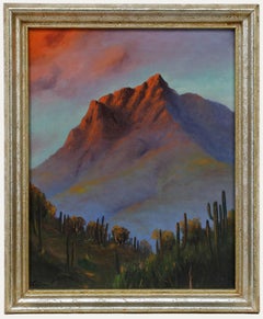 Lena Suttington - Framed 20th Century Oil, Desert Mountains at Sunset